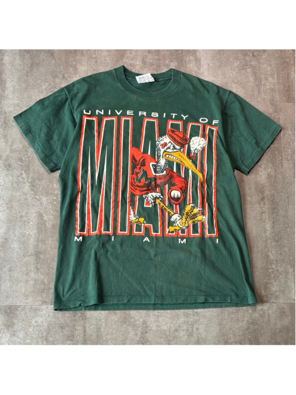 Vintage Miami Hurricanes Breakthrough Shirt Mens Large Puff Print Green